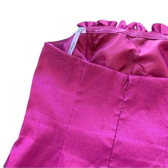 Davids Bridal Pleated Strapless Bridesmaids Dress Fuchsia Magenta Purple Size 8 - Picture 4 of 6